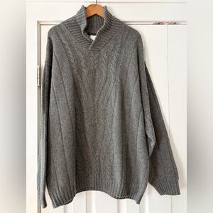 Belmondi Merino Wool Cashmere Blend‎ Charcoal Cable Knit Sweater Size XL